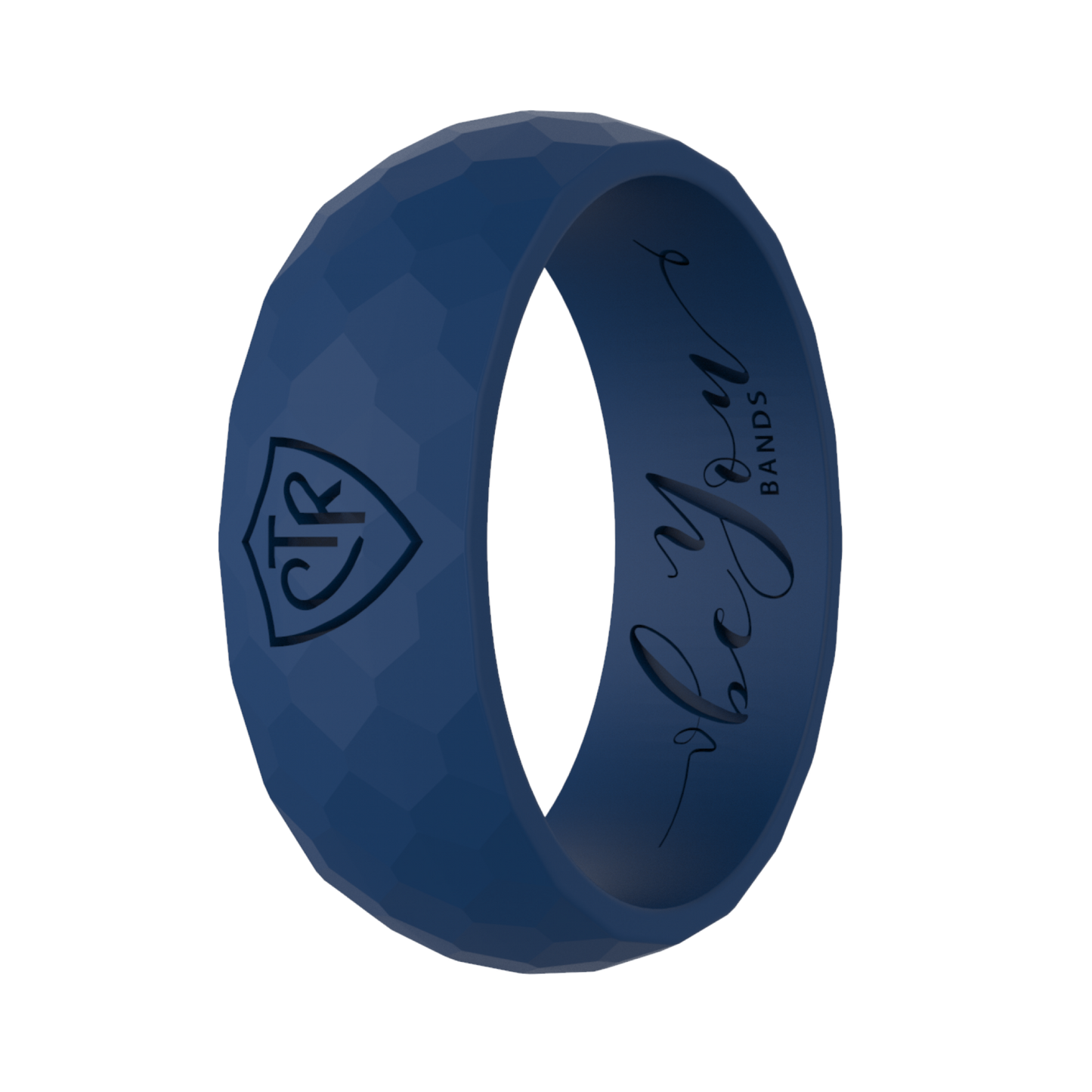 Men's navy blue CTR silicone ring for LDS missionaries and members