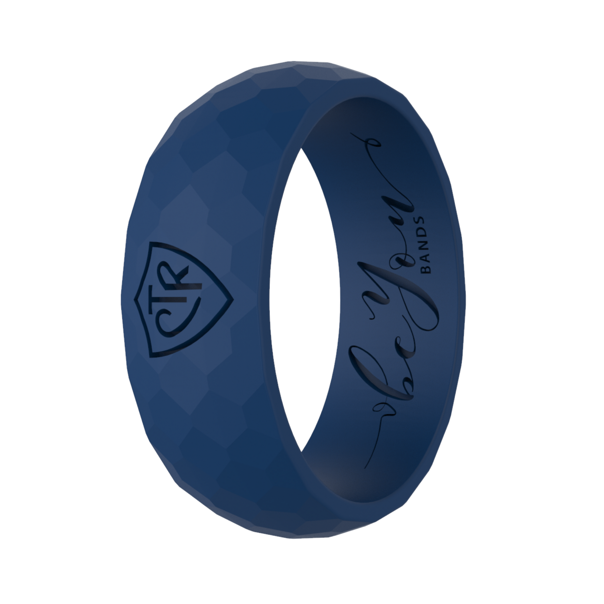 Men's navy blue CTR silicone ring for LDS missionaries and members
