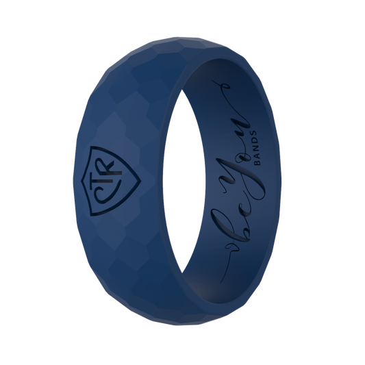 Men's navy blue CTR silicone ring for LDS missionaries and members